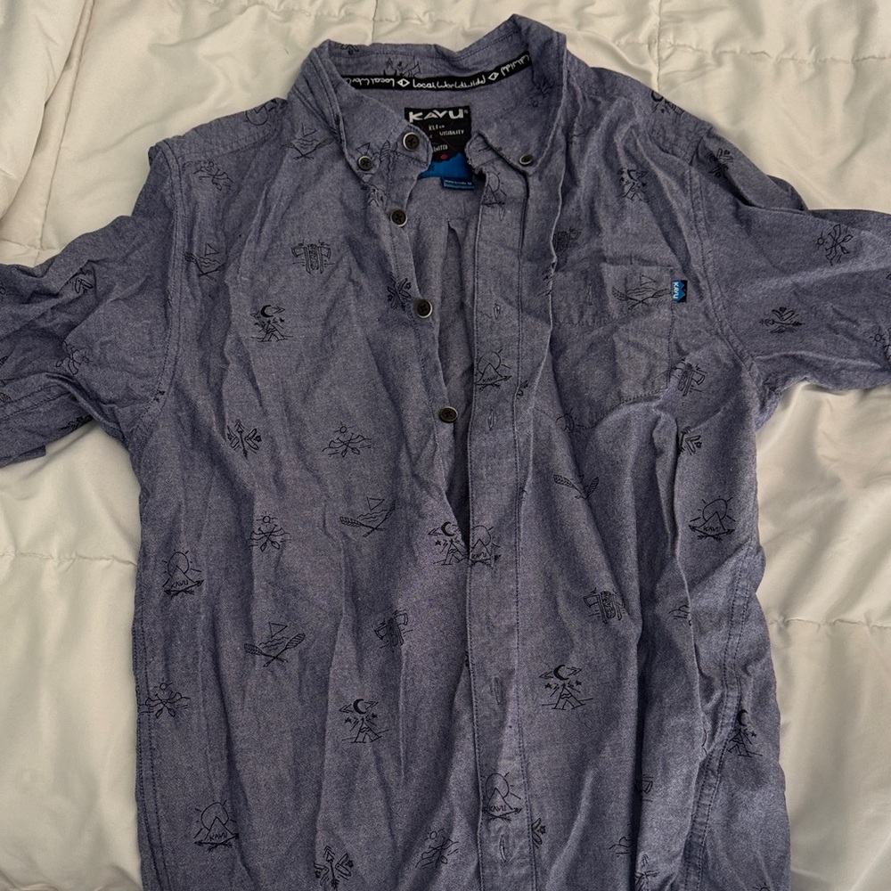 Kavu Blue Casual Button Down Shirt
